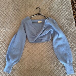 Blue Off-Shoulder Sweater